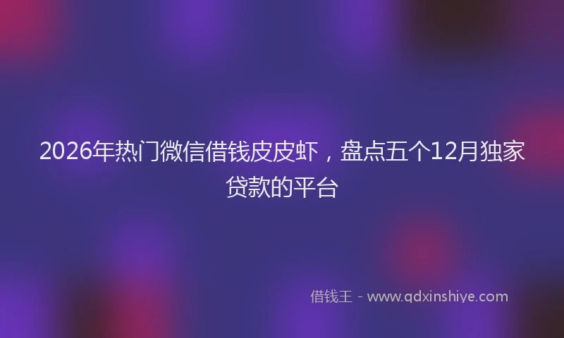 2026年热门微信借钱皮皮虾,盘点五个12月独家贷款的平台