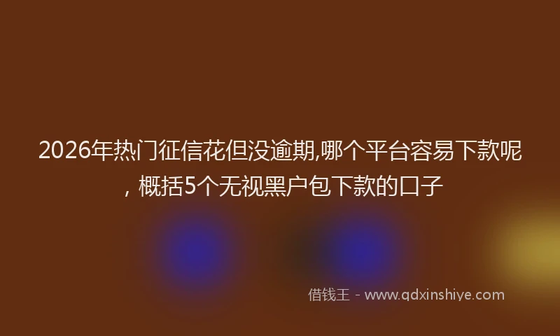2026年热门征信花但没逾期,哪个平台容易下款呢，概括5个无视黑户包下款的口子