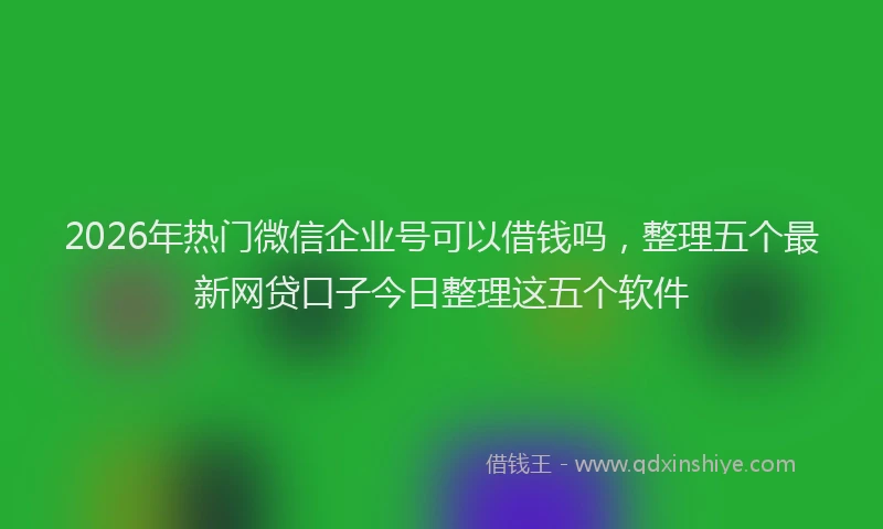 2026年热门微信企业号可以借钱吗，整理五个最新网贷口子今日整理这五个软件