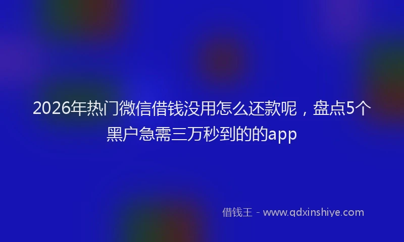2026年热门微信借钱没用怎么还款呢，盘点5个黑户急需三万秒到的的app
