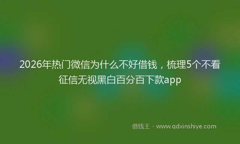 2026年热门微信为什么不好借钱,梳理5个不看征信无视黑白百分百下款app