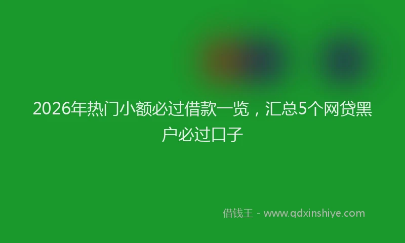 2026年热门小额必过借款一览，汇总5个网贷黑户必过口子