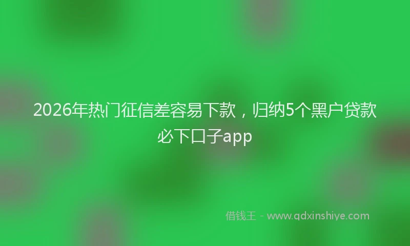 2026年热门征信差容易下款，归纳5个黑户贷款必下口子app
