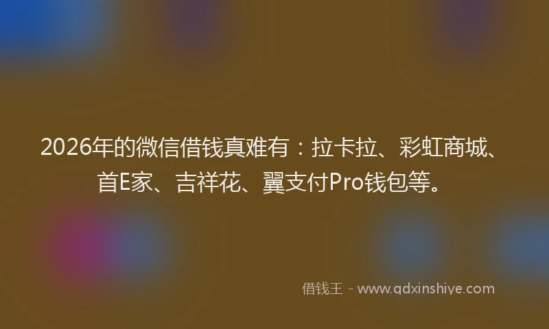 2026年的微信借钱真难有：拉卡拉、彩虹商城、首E家、吉祥花、翼支付Pro钱包等。
