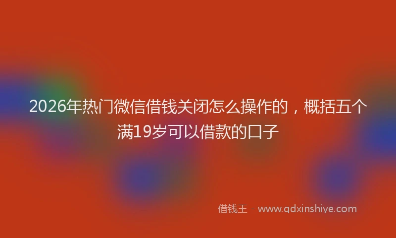 2026年热门微信借钱关闭怎么操作的，概括五个满19岁可以借款的口子