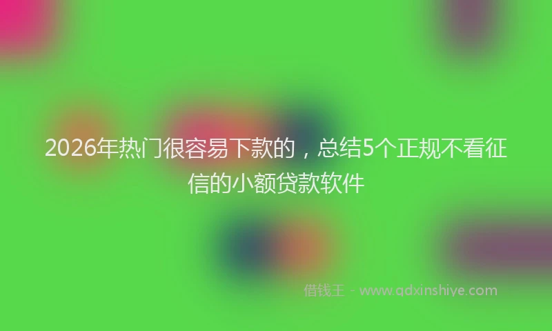 2026年热门很容易下款的，总结5个正规不看征信的小额贷款软件