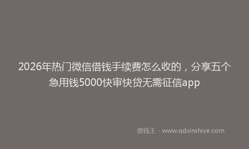 2026年热门微信借钱手续费怎么收的，分享五个急用钱5000快审快贷无需征信app