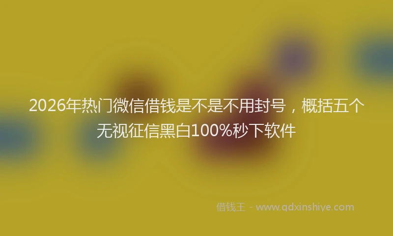 2026年热门微信借钱是不是不用封号，概括五个无视征信黑白100%秒下软件