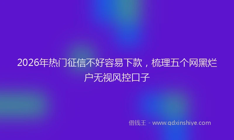2026年热门征信不好容易下款，梳理五个网黑烂户无视风控口子