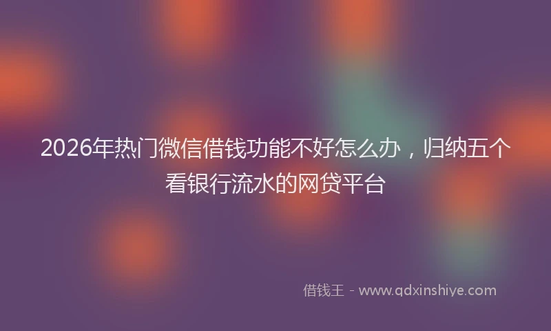 2026年热门微信借钱功能不好怎么办，归纳五个看银行流水的网贷平台