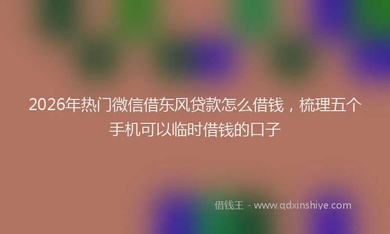2026年热门微信借东风贷款怎么借钱，梳理五个手机可以临时借钱的口子