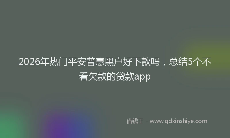 2026年热门平安普惠黑户好下款吗，总结5个不看欠款的贷款app