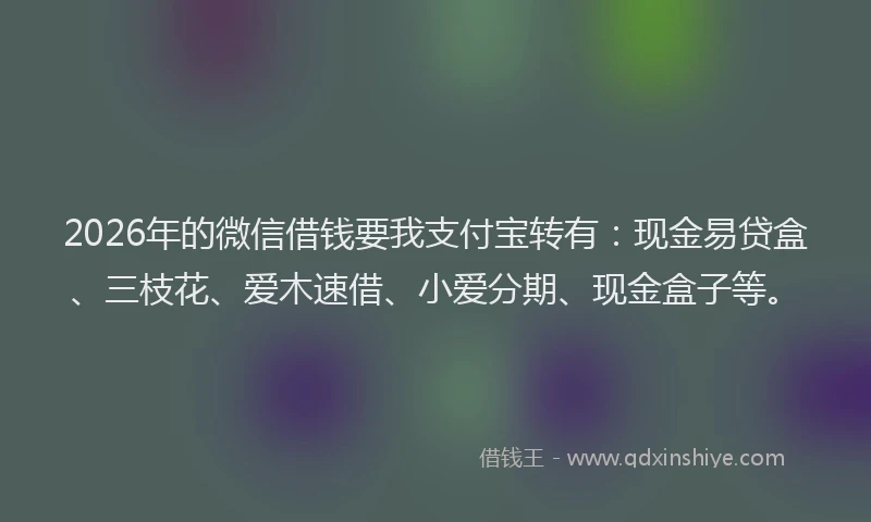 2026年的微信借钱要我支付宝转有：现金易贷盒、三枝花、爱木速借、小爱分期、现金盒子等。