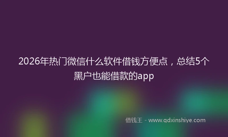 2026年热门微信什么软件借钱方便点，总结5个黑户也能借款的app