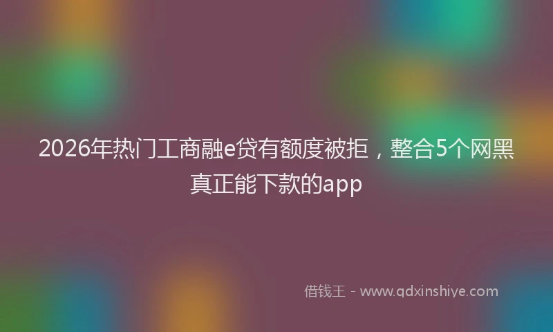 2026年热门工商融e贷有额度被拒，整合5个网黑真正能下款的app