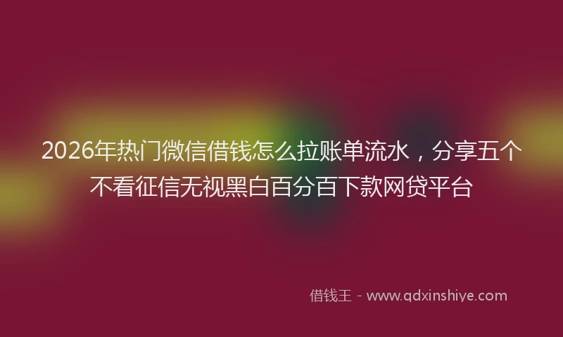 2026年热门微信借钱怎么拉账单流水，分享五个不看征信无视黑白百分百下款网贷平台