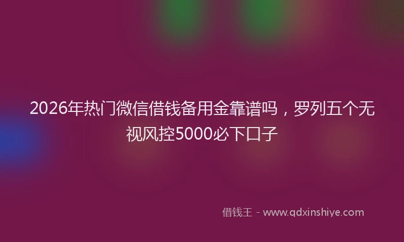 2026年热门微信借钱备用金靠谱吗，罗列五个无视风控5000必下口子