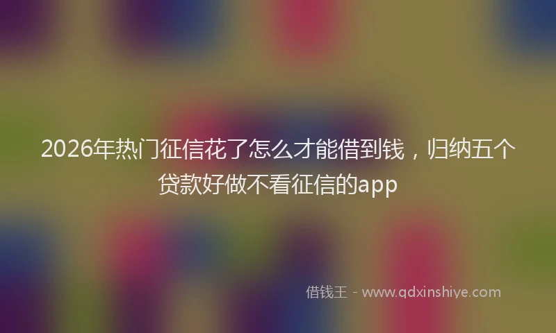 2026年热门征信花了怎么才能借到钱，归纳五个贷款好做不看征信的app