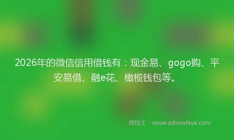 2026年的微信信用借钱有:现金易、gogo购、平安易借、融e花、橄榄钱包等。