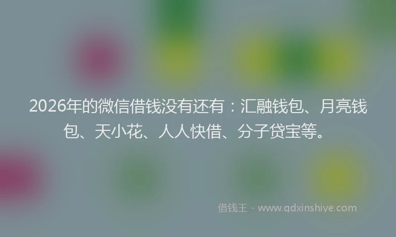 2026年的微信借钱没有还有：汇融钱包、月亮钱包、天小花、人人快借、分子贷宝等。