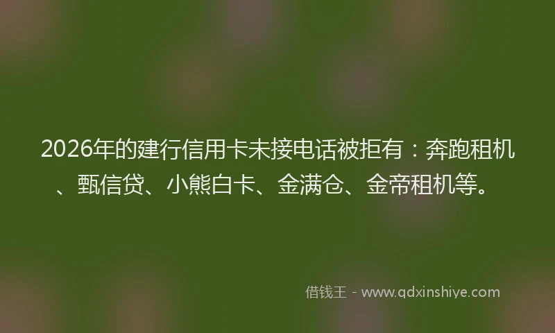 2026年的建行信用卡未接电话被拒有:奔跑租机、甄信贷、小熊白卡、金满仓、金帝租机等。