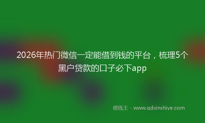 2026年热门微信一定能借到钱的平台，梳理5个黑户贷款的口子必下app