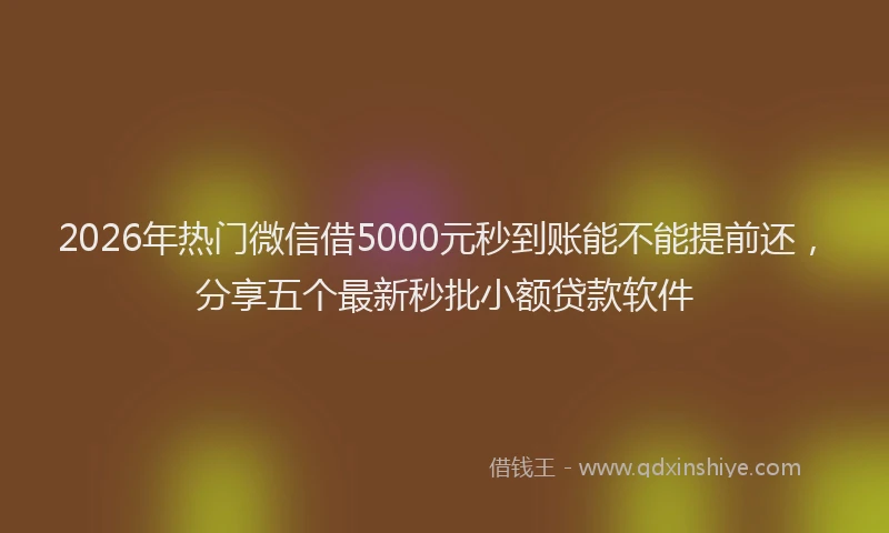 2026年热门微信借5000元秒到账能不能提前还，分享五个最新秒批小额贷款软件