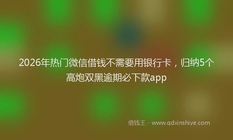 2026年热门微信借钱不需要用银行卡，归纳5个高炮双黑逾期必下款app