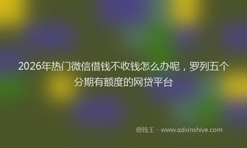 2026年热门微信借钱不收钱怎么办呢，罗列五个分期有额度的网贷平台