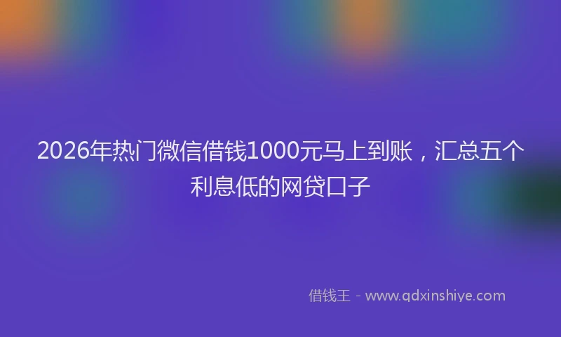 2026年热门微信借钱1000元马上到账,汇总五个利息低的网贷口子