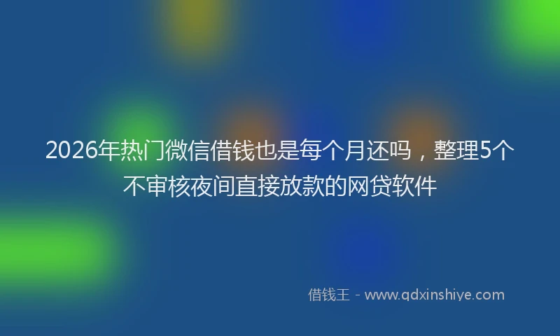 2026年热门微信借钱也是每个月还吗，整理5个不审核夜间直接放款的网贷软件