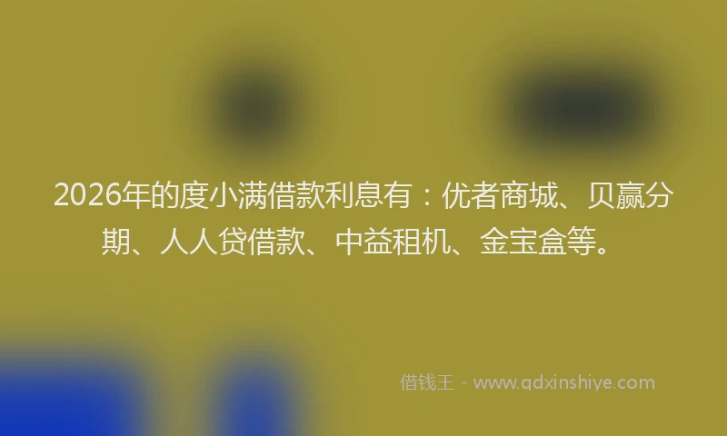 2026年的度小满借款利息有：优者商城、贝赢分期、人人贷借款、中益租机、金宝盒等。