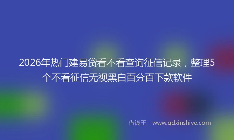 2026年热门建易贷看不看查询征信记录，整理5个不看征信无视黑白百分百下款软件