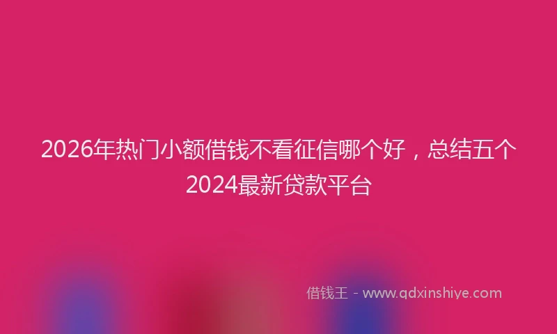 2026年热门小额借钱不看征信哪个好,总结五个2024最新贷款平台