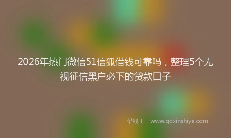 2026年热门微信51信狐借钱可靠吗，整理5个无视征信黑户必下的贷款口子