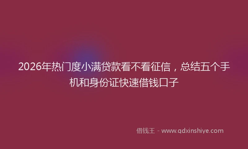 2026年热门度小满贷款看不看征信，总结五个手机和身份证快速借钱口子