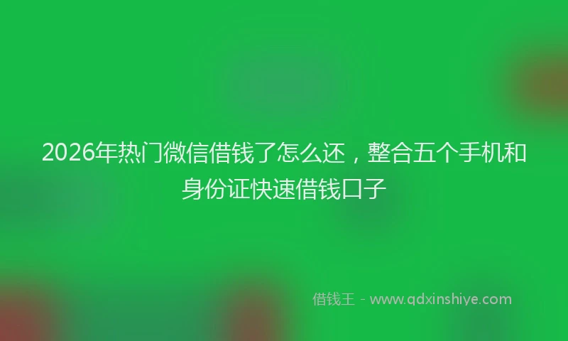 2026年热门微信借钱了怎么还，整合五个手机和身份证快速借钱口子