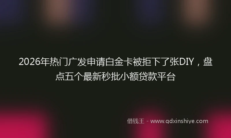 2026年热门广发申请白金卡被拒下了张DIY，盘点五个最新秒批小额贷款平台