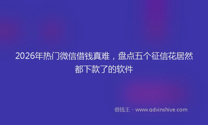 2026年热门微信借钱真难，盘点五个征信花居然都下款了的软件