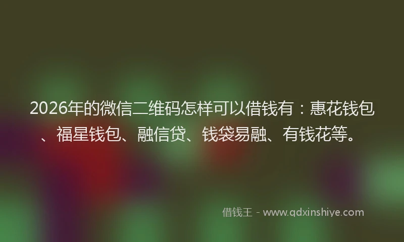 2026年的微信二维码怎样可以借钱有：惠花钱包、福星钱包、融信贷、钱袋易融、有钱花等。