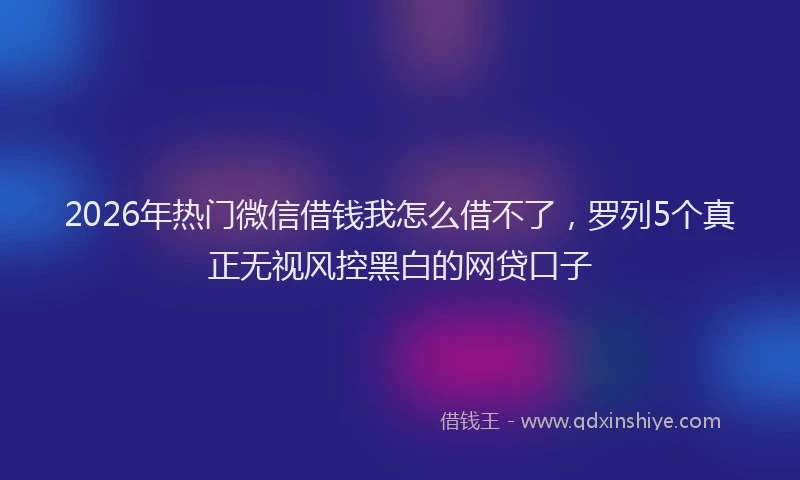 2026年热门微信借钱我怎么借不了，罗列5个真正无视风控黑白的网贷口子