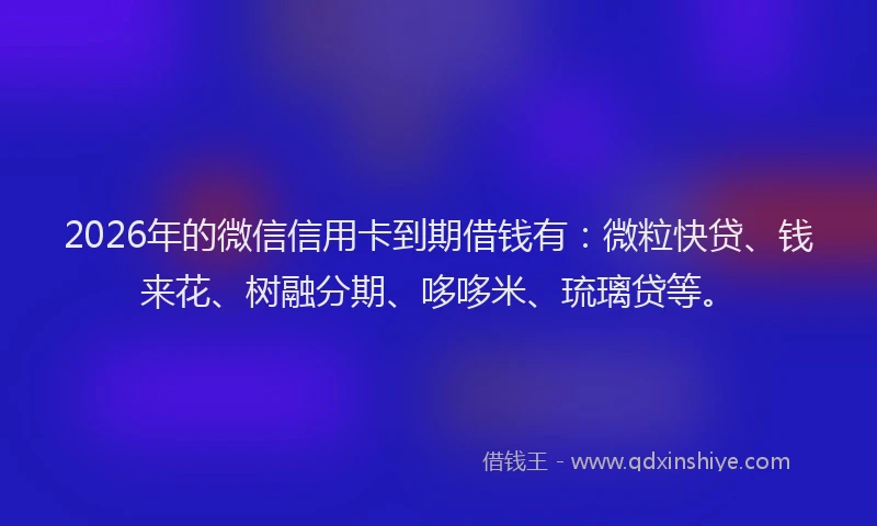 2026年的微信信用卡到期借钱有：微粒快贷、钱来花、树融分期、哆哆米、琉璃贷等。