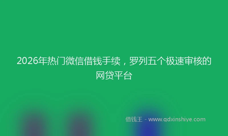 2026年热门微信借钱手续，罗列五个极速审核的网贷平台