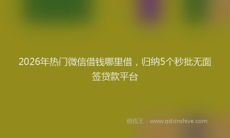 2026年热门微信借钱哪里借，归纳5个秒批无面签贷款平台