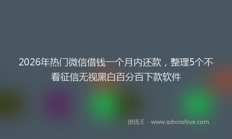 2026年热门微信借钱一个月内还款,整理5个不看征信无视黑白百分百下款软件