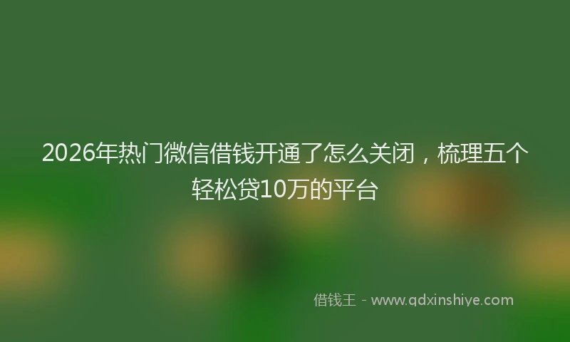 2026年热门微信借钱开通了怎么关闭，梳理五个轻松贷10万的平台