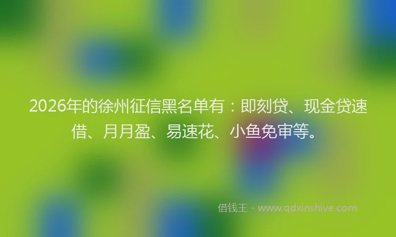 2026年的徐州征信黑名单有：即刻贷、现金贷速借、月月盈、易速花、小鱼免审等。