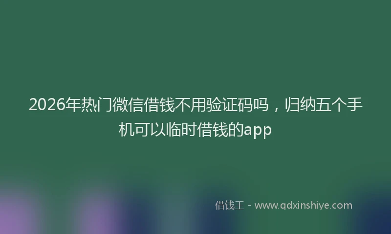2026年热门微信借钱不用验证码吗，归纳五个手机可以临时借钱的app