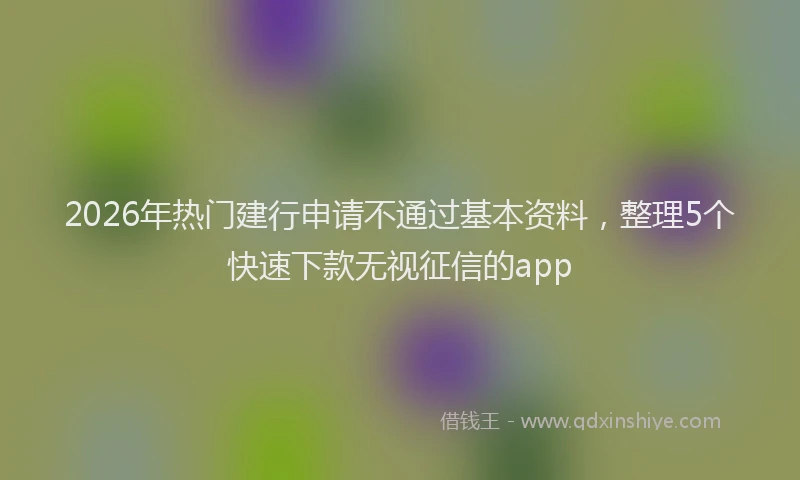 2026年热门建行申请不通过基本资料，整理5个快速下款无视征信的app