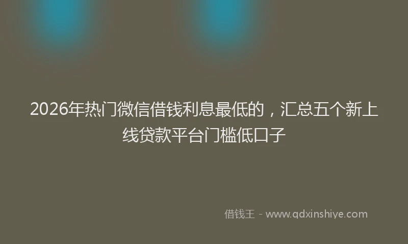 2026年热门微信借钱利息最低的，汇总五个新上线贷款平台门槛低口子